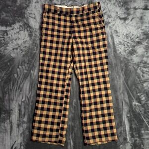 Vintage Thomson 70s Plaid Slacks Pure Wool Size 32x29 Relaxed Fit